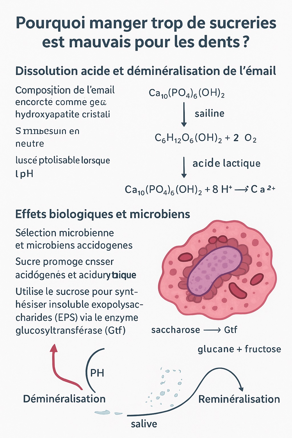 Illustration : processus carieux lié aux sucreries